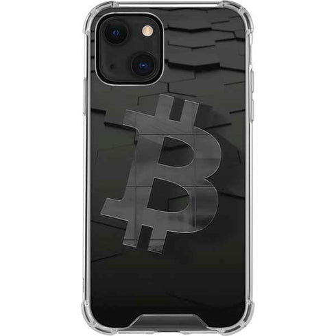 Bitcoin Textured Logo iPhone 14 Clear Case